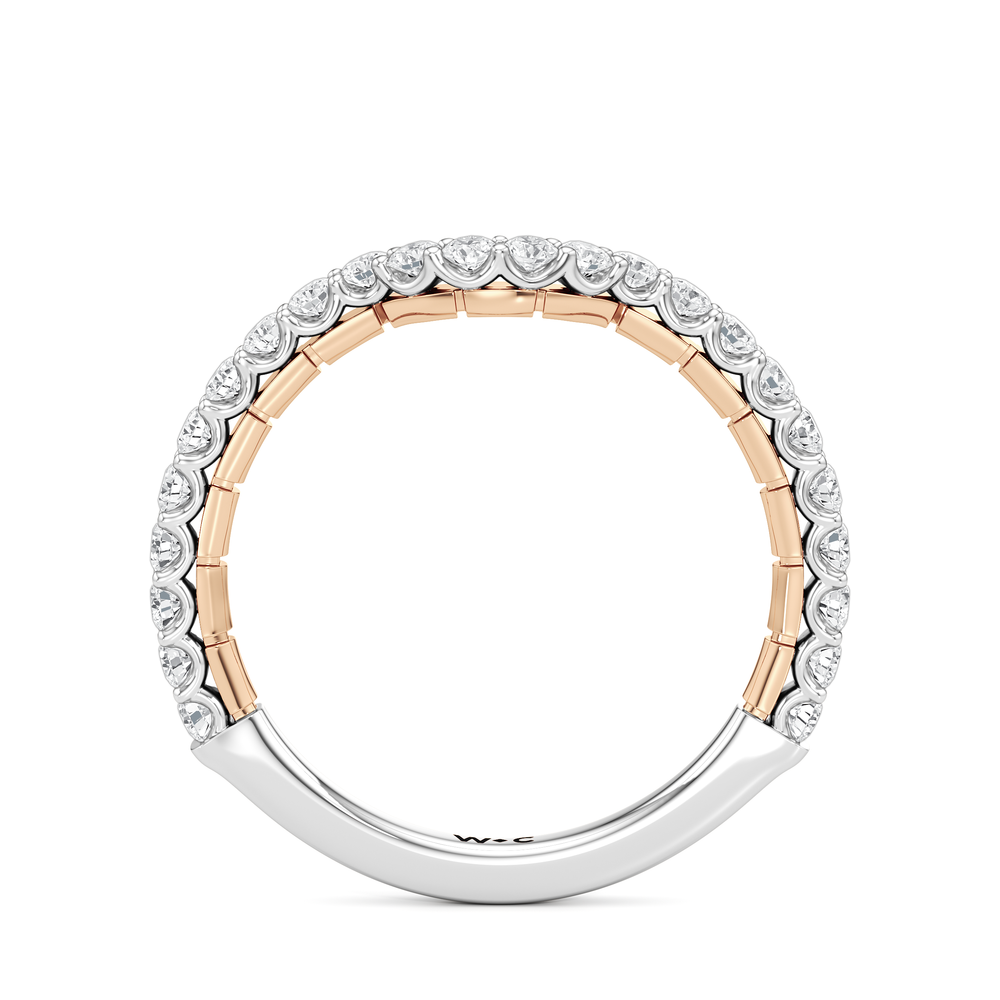 The Plume Diamond Wedding Band with 18KT White & Rose Gold Cut Diamond in 14KT White & Rose Gold view 4

