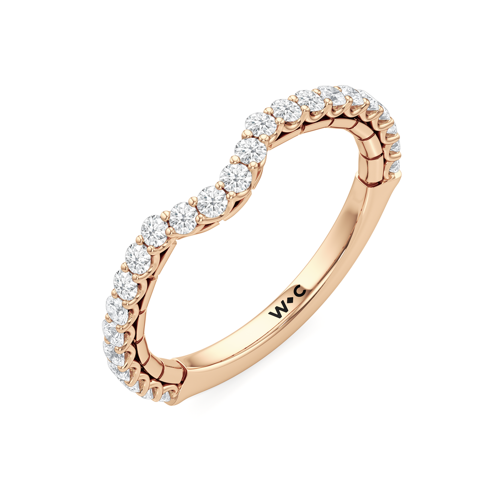 The Plume Diamond Wedding Band with 18KT Rose Gold Cut Diamond in 14KT Rose Gold view 5
