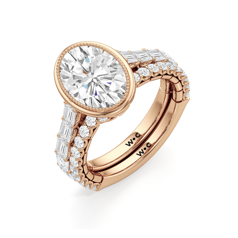 Oval Cut The Ribbon Ring with Lab Grown Diamond in 14KT Rose Gold view 7
