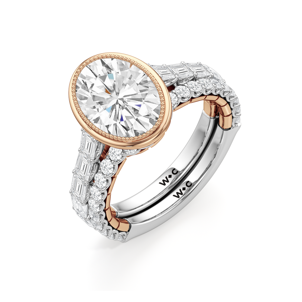 The Plume Diamond Wedding Band with 18KT White & Rose Gold Cut Diamond in 14KT White & Rose Gold view 6

