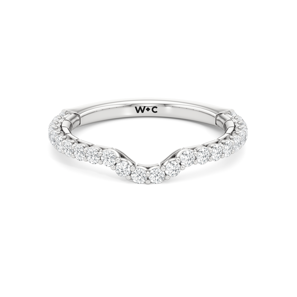 The Plume Diamond Wedding Band with Platinum Cut Diamond in 14KT Platinum view 1
