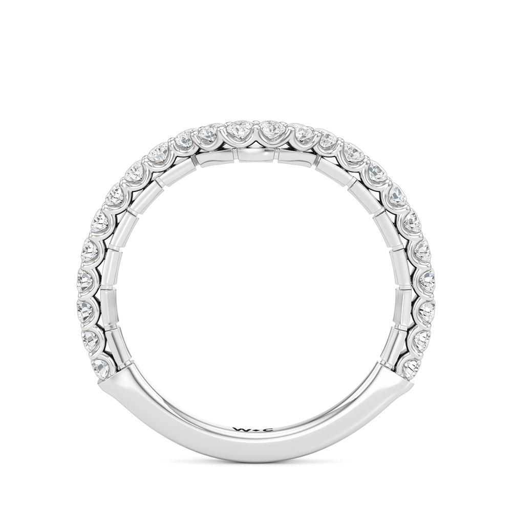 The Plume Diamond Wedding Band with Platinum Cut Diamond in 14KT Platinum view 4
