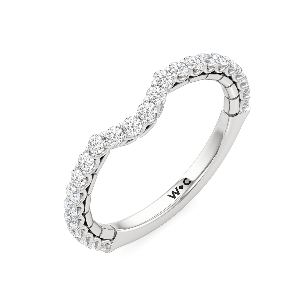 The Plume Diamond Wedding Band with Platinum Cut Diamond in 14KT Platinum view 5
