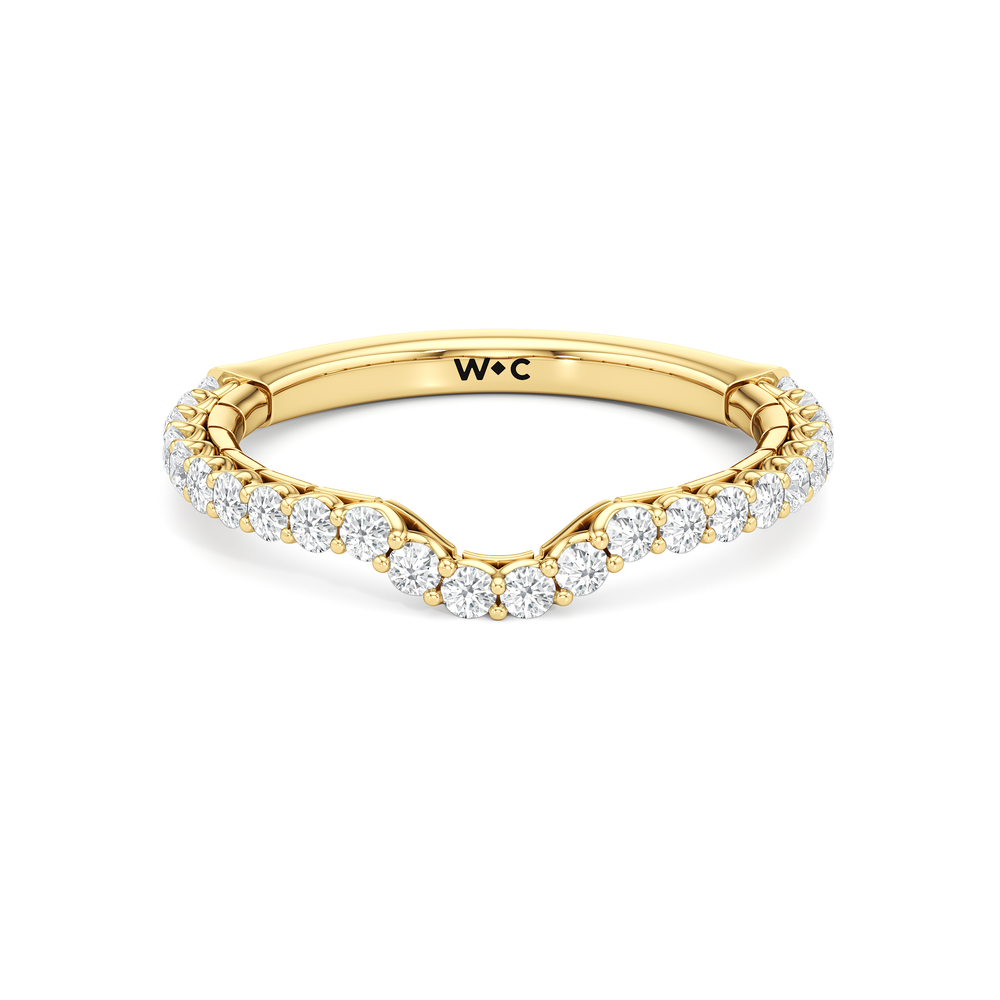 The Plume Diamond Wedding Band with 18KT Yellow Gold Cut Diamond in 14KT Yellow Gold view 1
