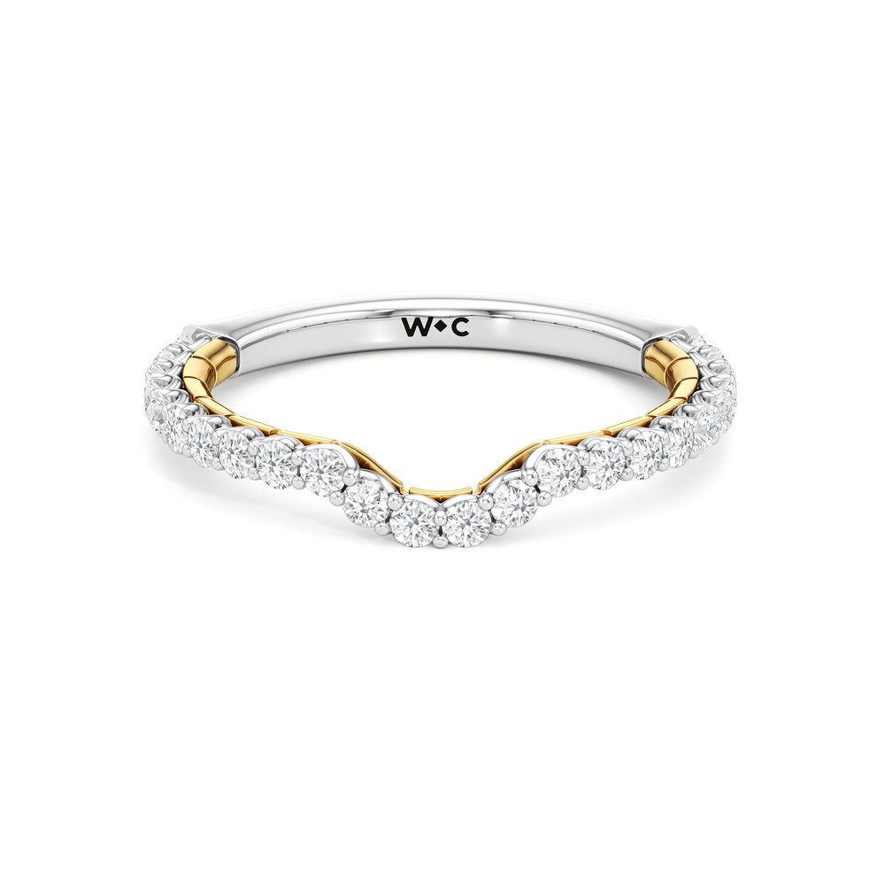 The Plume Diamond Wedding Band with 18KT White & Yellow Gold Cut Diamond in 14KT White & Yellow Gold view 1
