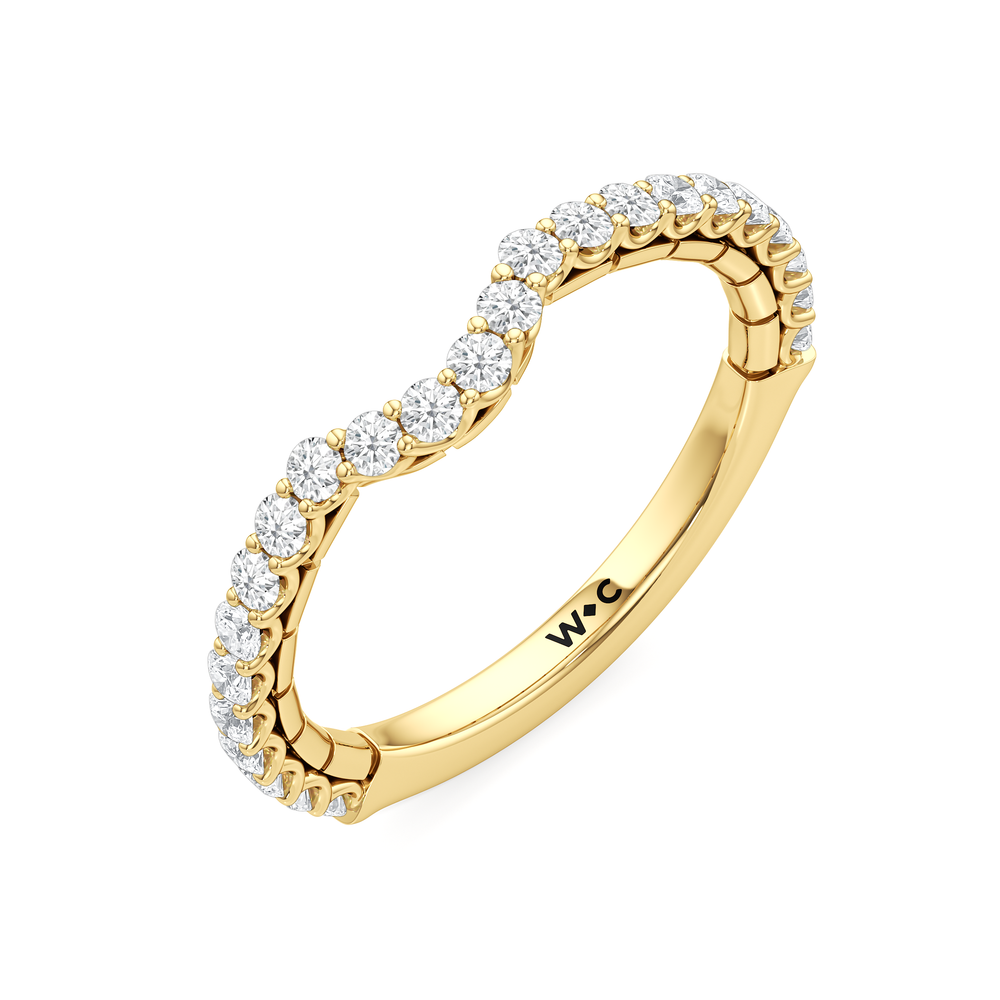 The Plume Diamond Wedding Band with 18KT Yellow Gold Cut Diamond in 14KT Yellow Gold view 5
