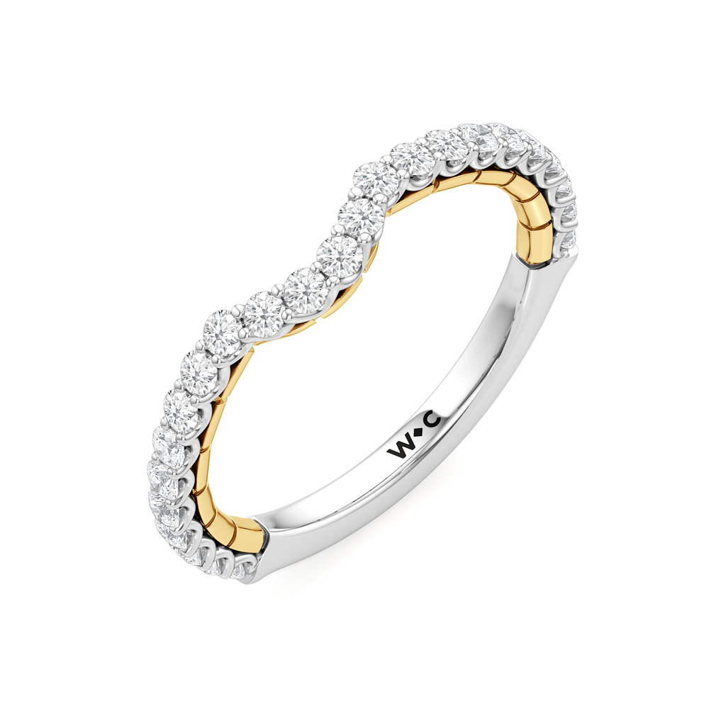The Plume Diamond Wedding Band with 18KT White & Yellow Gold Cut Diamond in 14KT White & Yellow Gold view 5
