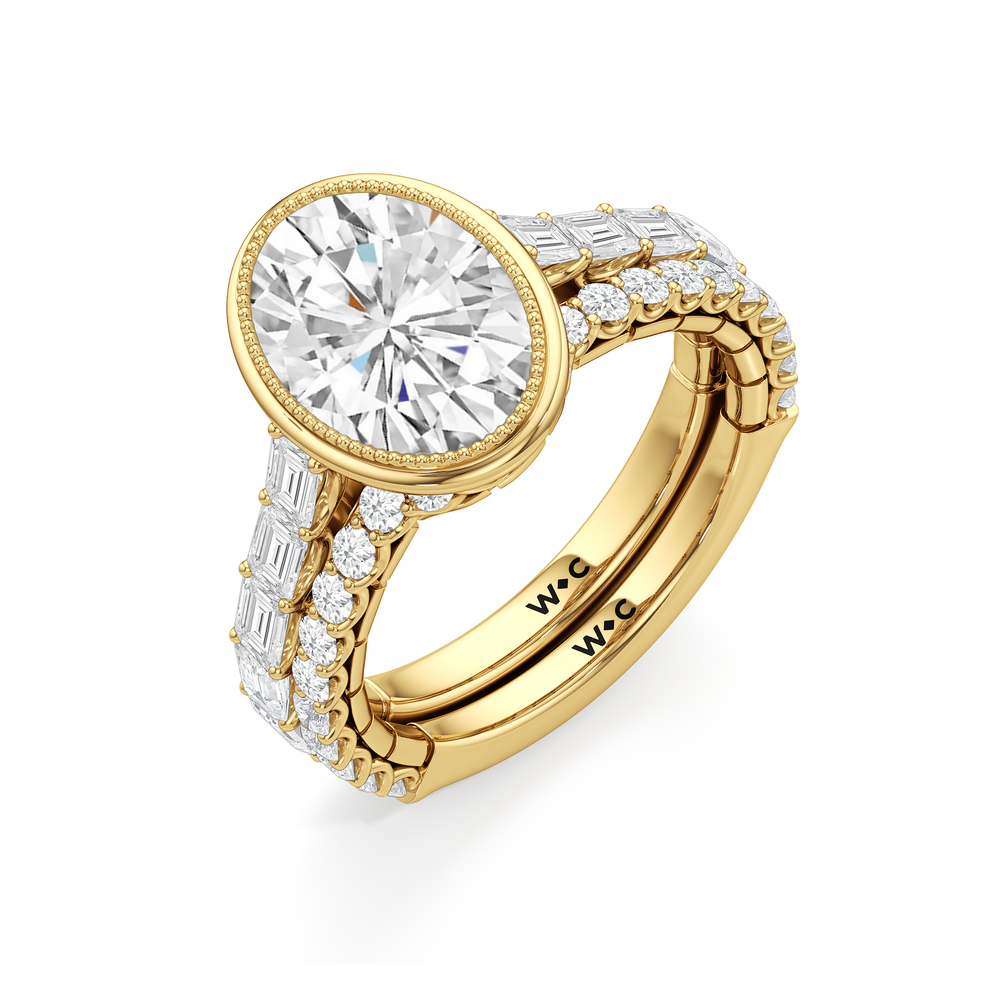 Oval Cut The Ribbon Ring with Lab Grown Diamond in 14KT Yellow Gold view 7

