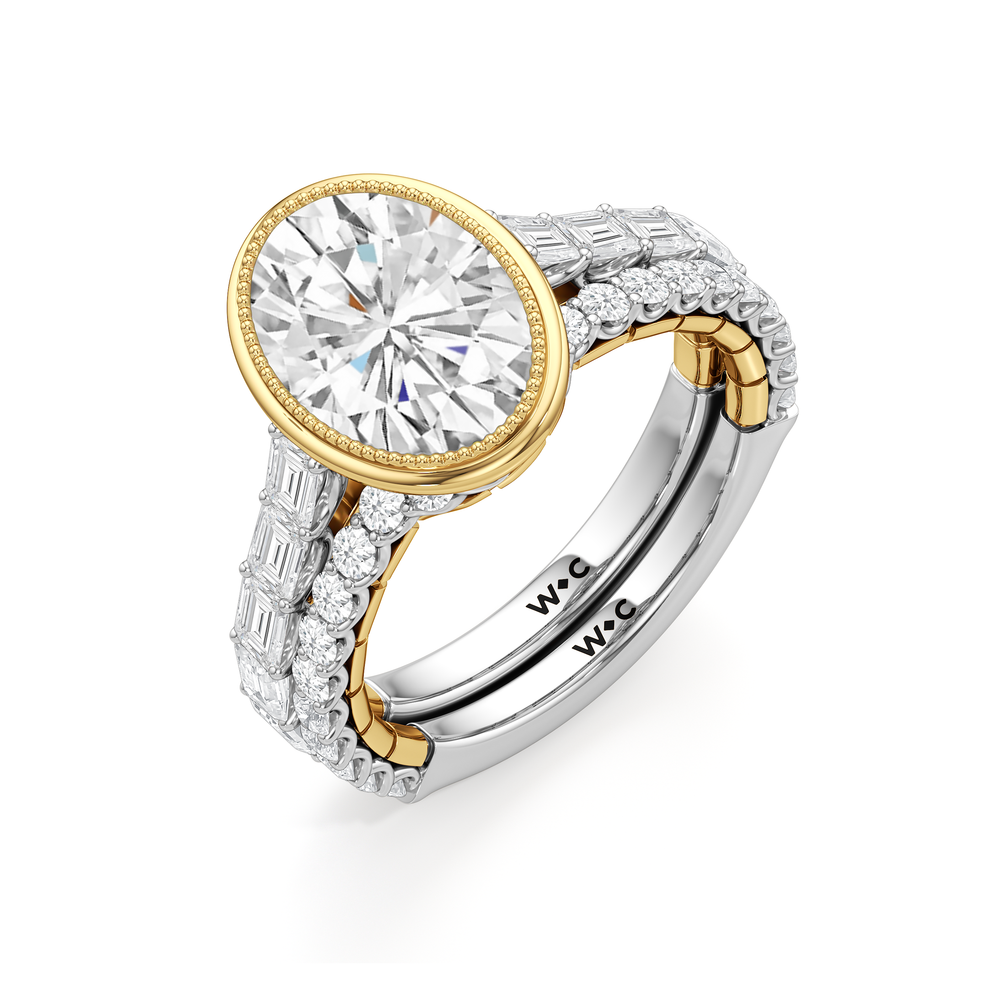 The Plume Diamond Wedding Band with 18KT White & Yellow Gold Cut Diamond in 14KT White & Yellow Gold view 6
