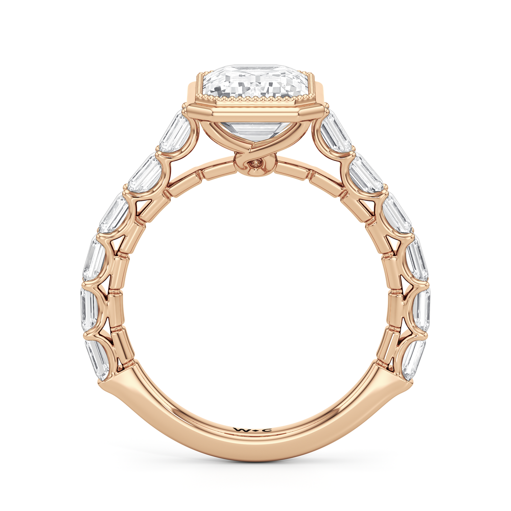 Emerald Cut The Ribbon Ring with Lab Grown Diamond in 14KT Rose Gold view 5
