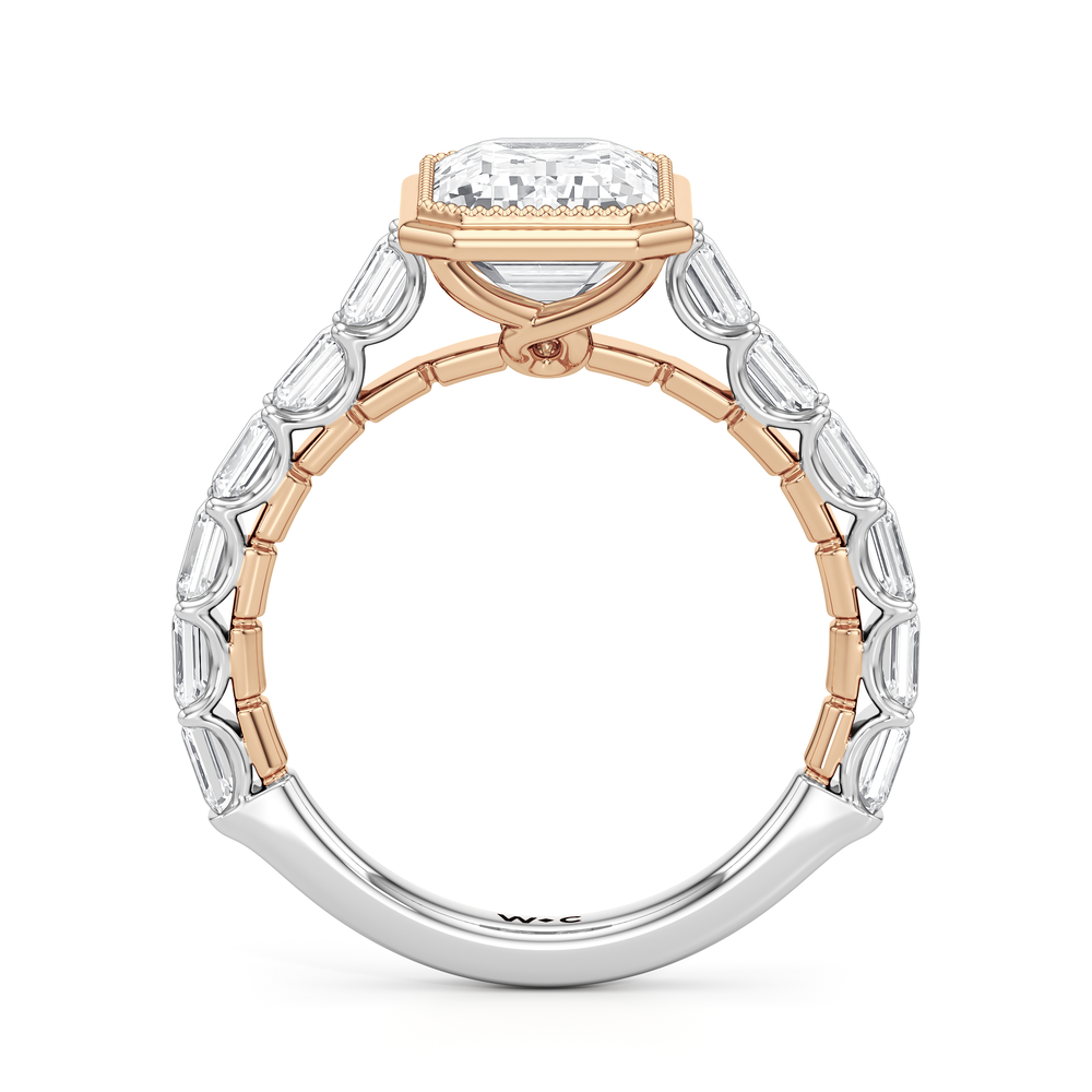 Emerald Cut The Ribbon Ring with Lab Grown Diamond in 14KT White & Rose Gold view 5

