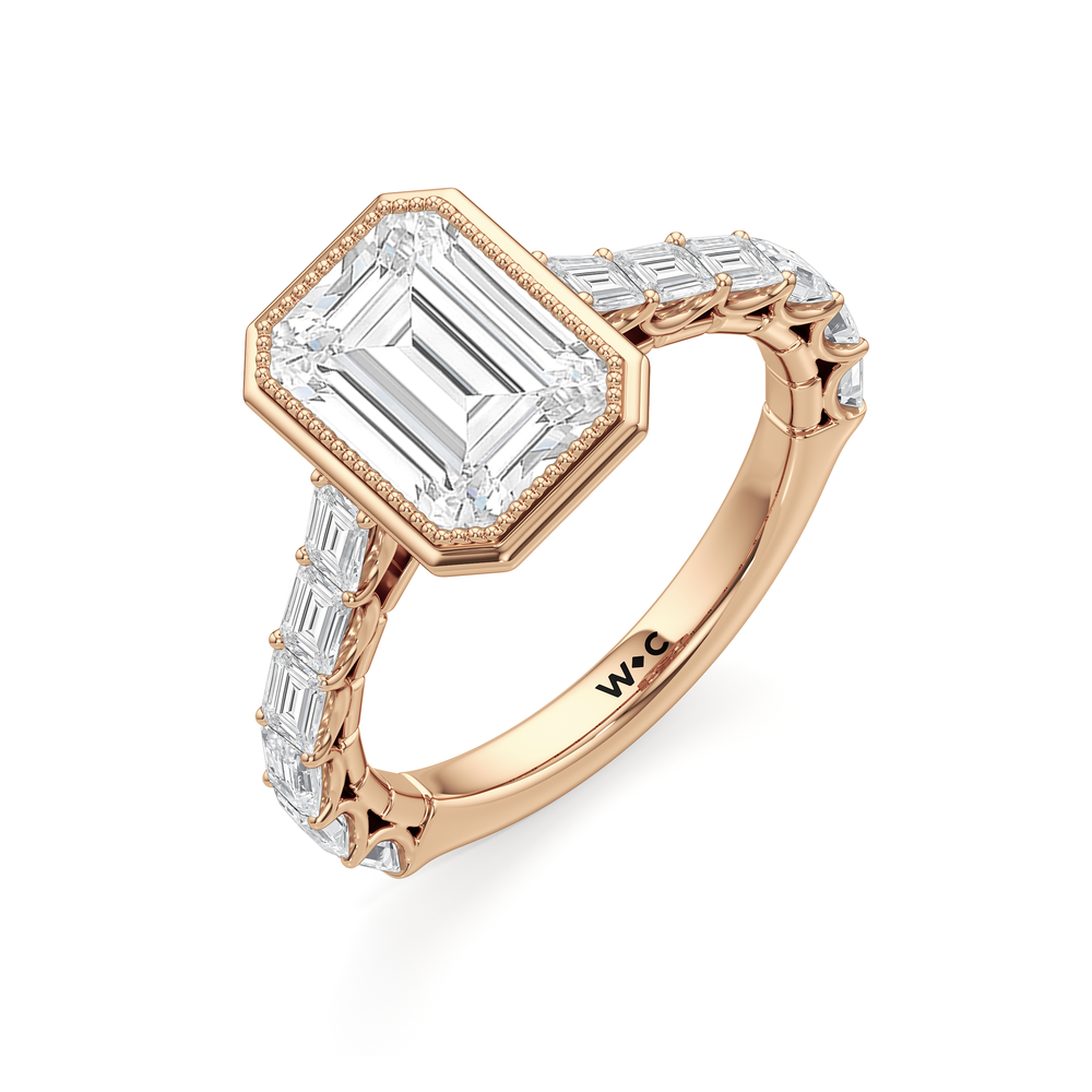 Emerald Cut The Ribbon Ring with Lab Grown Diamond in 14KT Rose Gold view 6
