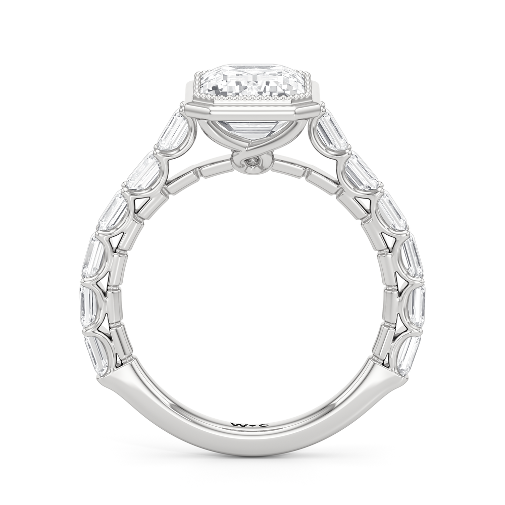 Emerald Cut The Ribbon Ring with Lab Grown Diamond in 14KT Platinum view 5
