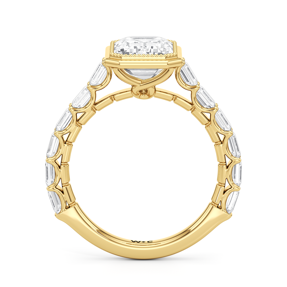 Emerald Cut The Ribbon Ring with Lab Grown Diamond in 14KT Yellow Gold view 5
