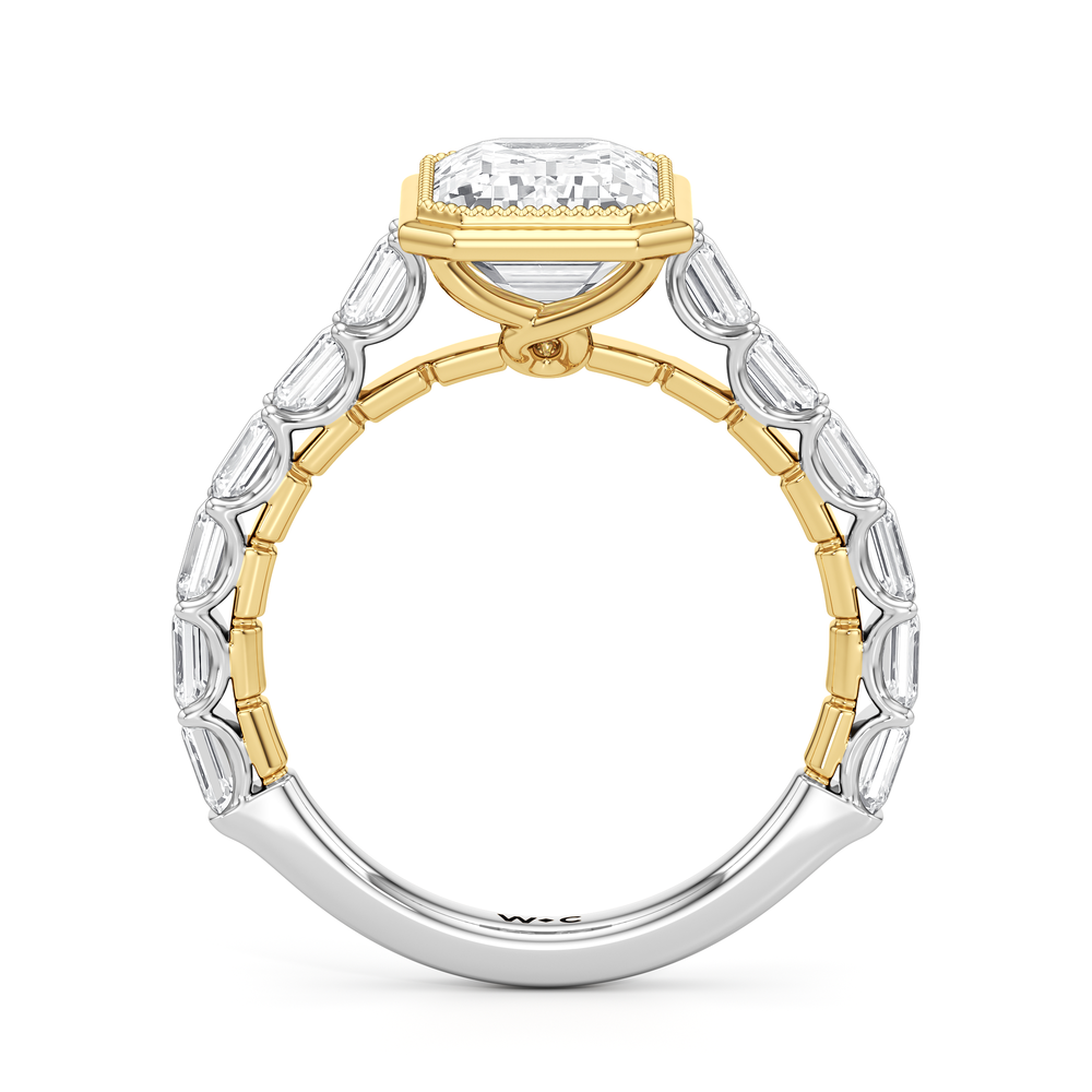 Emerald Cut The Ribbon Ring with Lab Grown Diamond in 14KT White & Yellow Gold view 5
