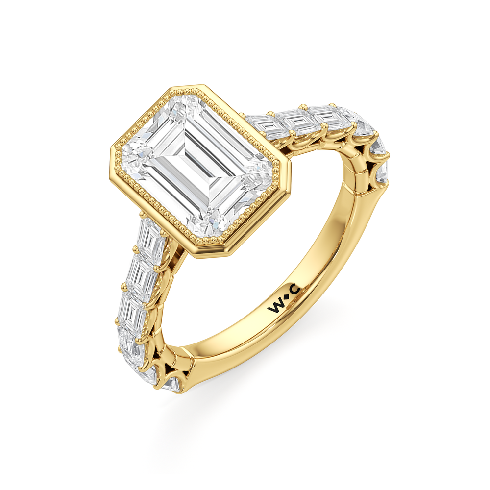 Emerald Cut The Ribbon Ring with Lab Grown Diamond in 14KT Yellow Gold view 6
