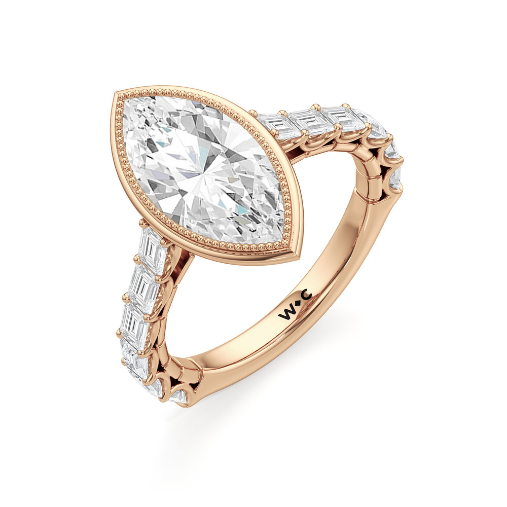 Marquise Cut The Ribbon Ring with Lab Grown Diamond in 14KT Rose Gold view 6
