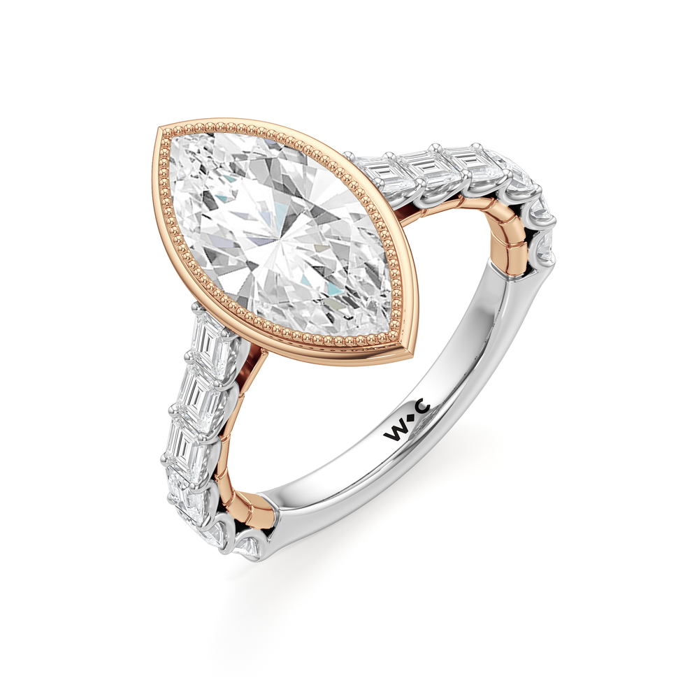 Marquise Cut The Ribbon Ring with Lab Grown Diamond in 14KT White & Rose Gold view 6
