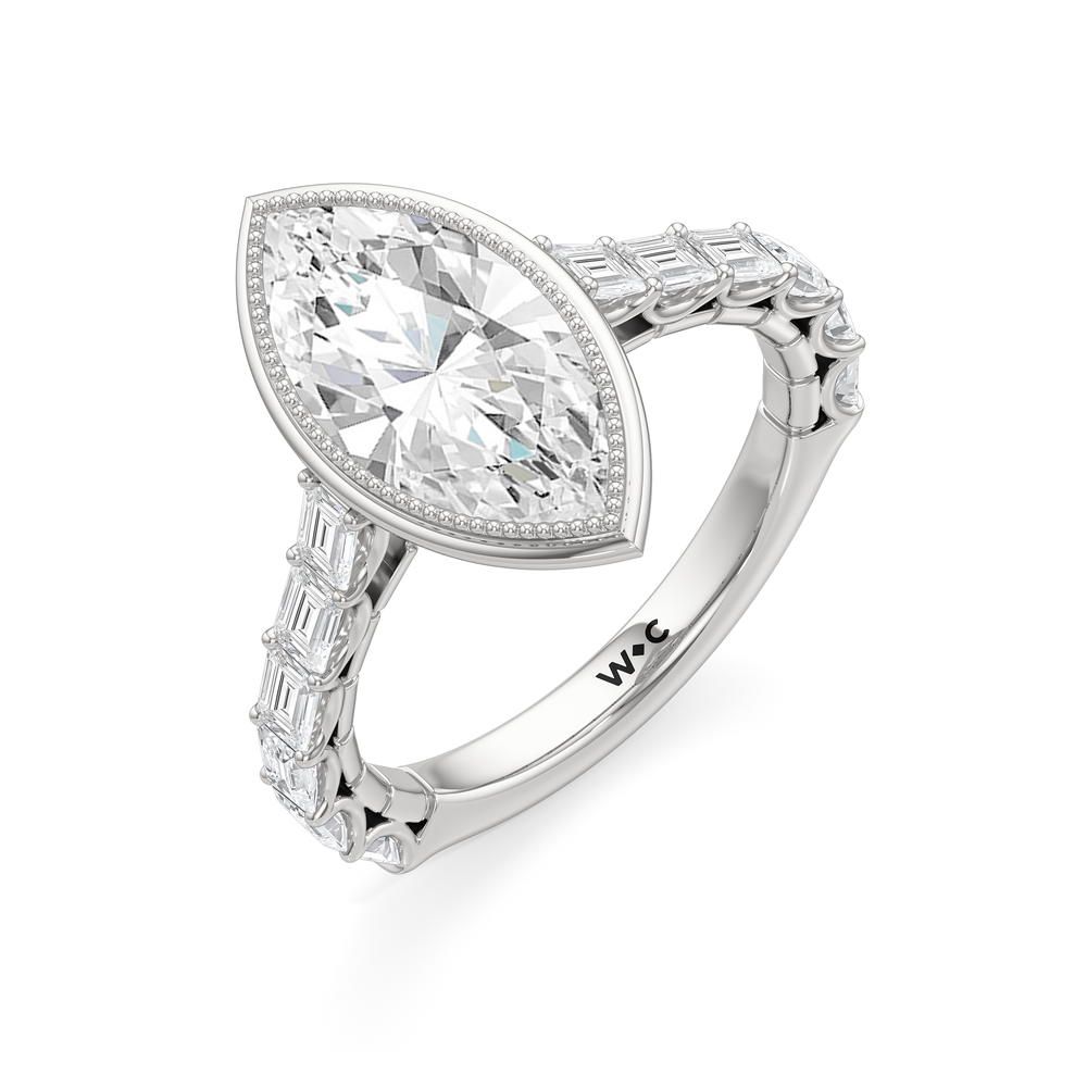 Marquise Cut The Ribbon Ring with Lab Grown Diamond in 14KT Platinum view 6
