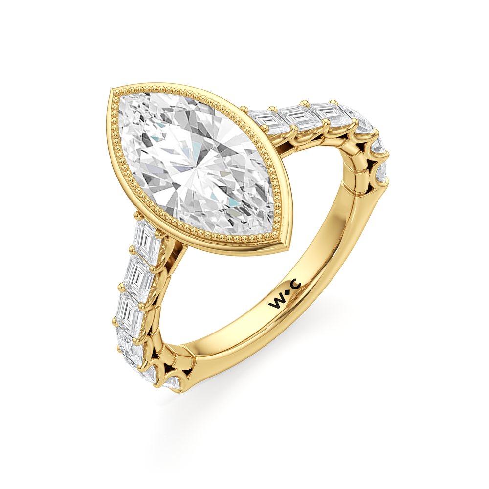 Marquise Cut The Ribbon Ring with Lab Grown Diamond in 14KT Yellow Gold view 6
