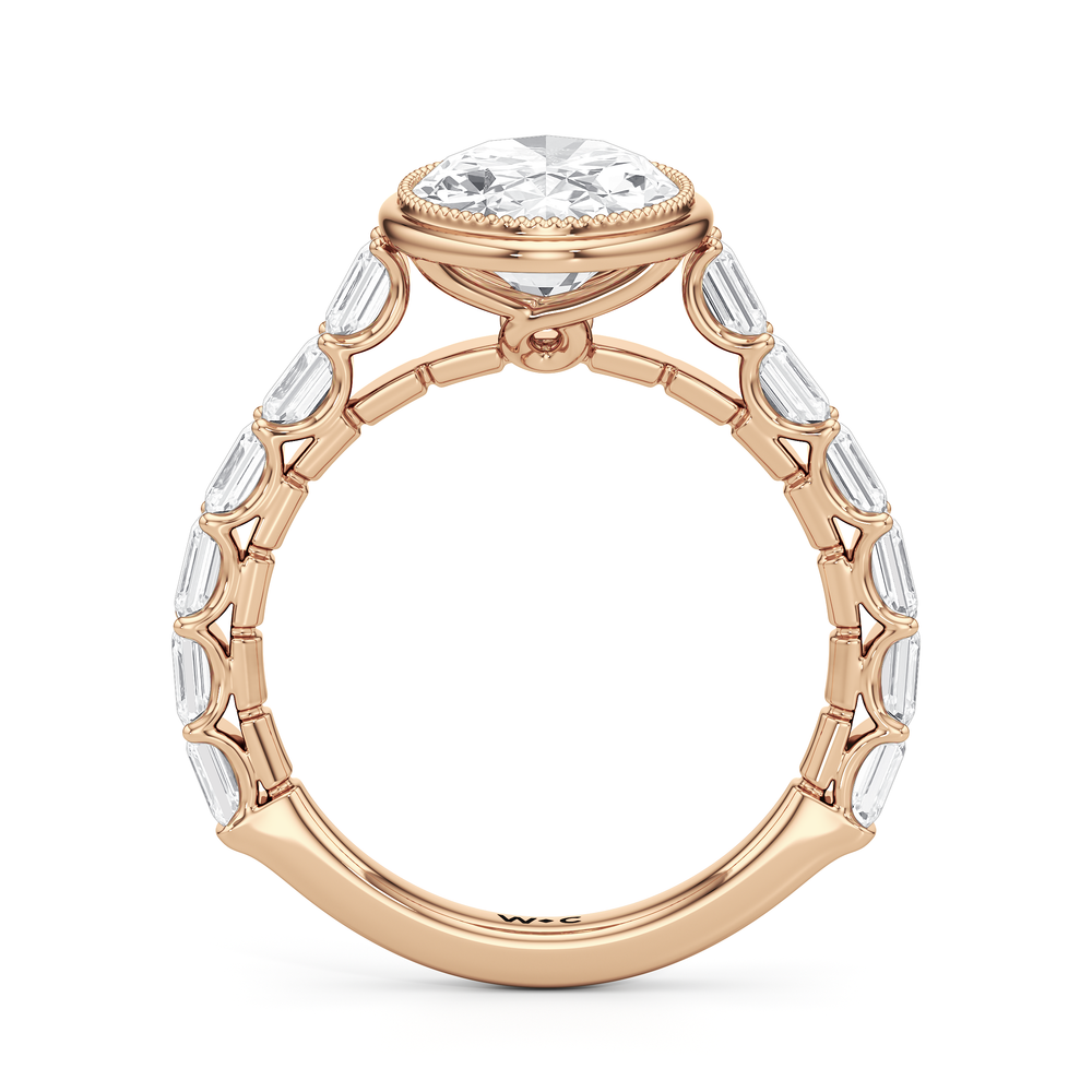 Oval Cut The Ribbon Ring with Lab Grown Diamond in 14KT Rose Gold view 5
