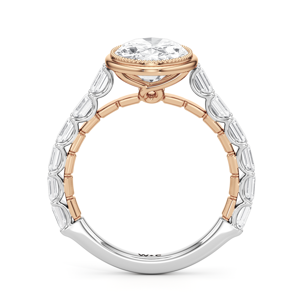 Oval Cut The Ribbon Ring with Lab Grown Diamond in 14KT White & Rose Gold view 5
