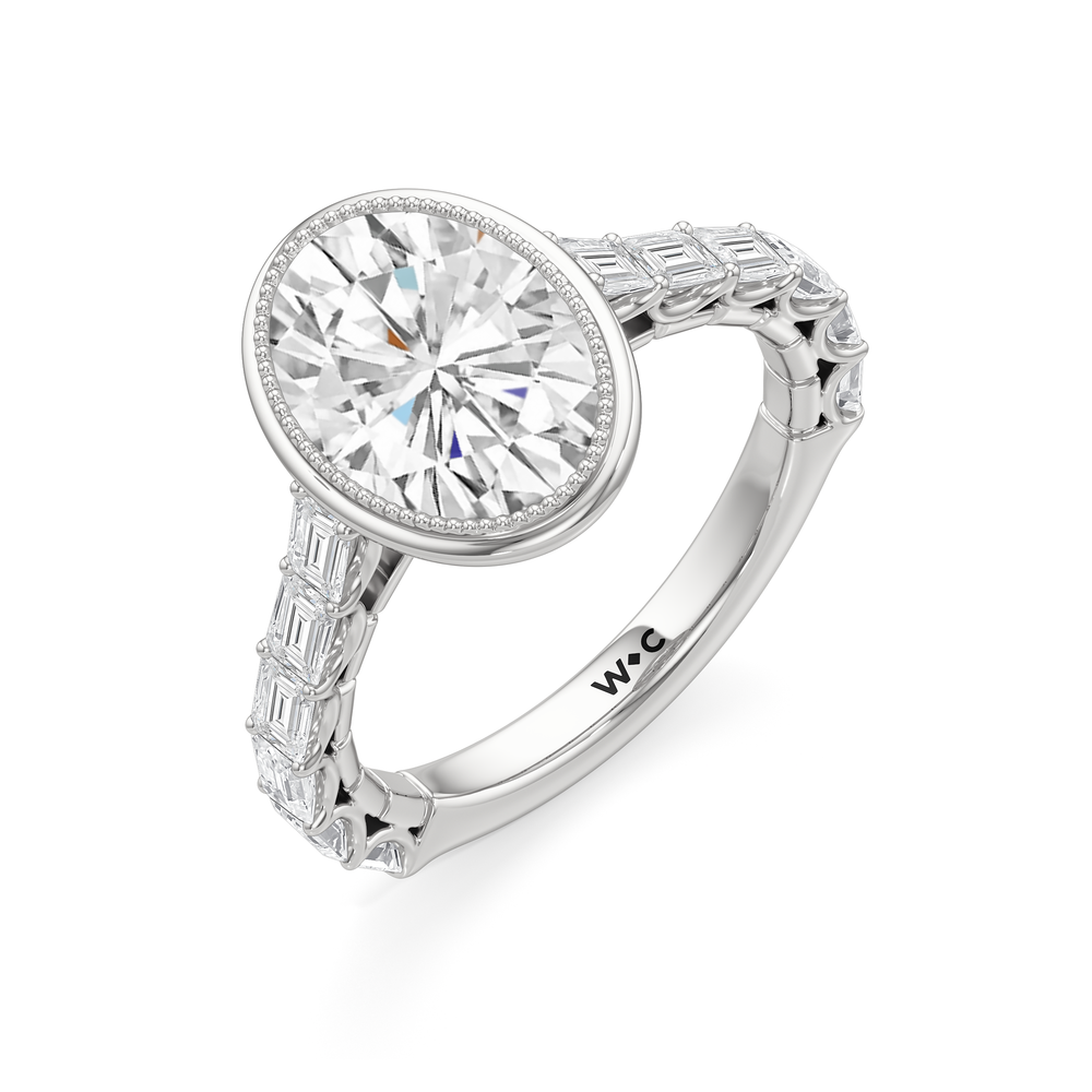 Oval Cut The Ribbon Ring with Lab Grown Diamond in 14KT Platinum view 6
