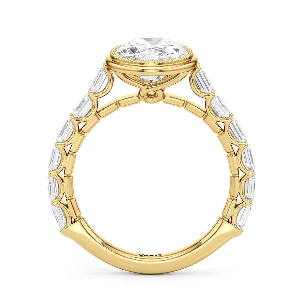 Oval Cut The Ribbon Ring with Lab Grown Diamond in 14KT Yellow Gold view 5
