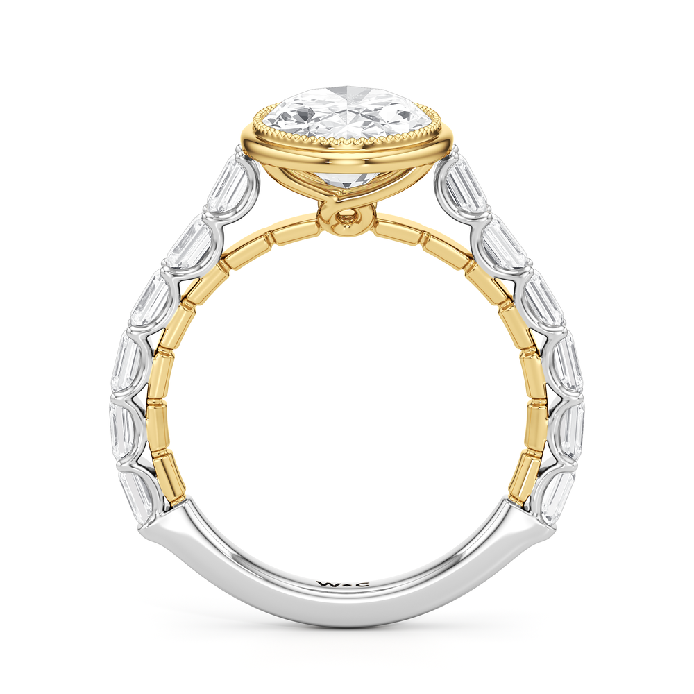 Oval Cut The Ribbon Ring with Lab Grown Diamond in 14KT White & Yellow Gold view 5
