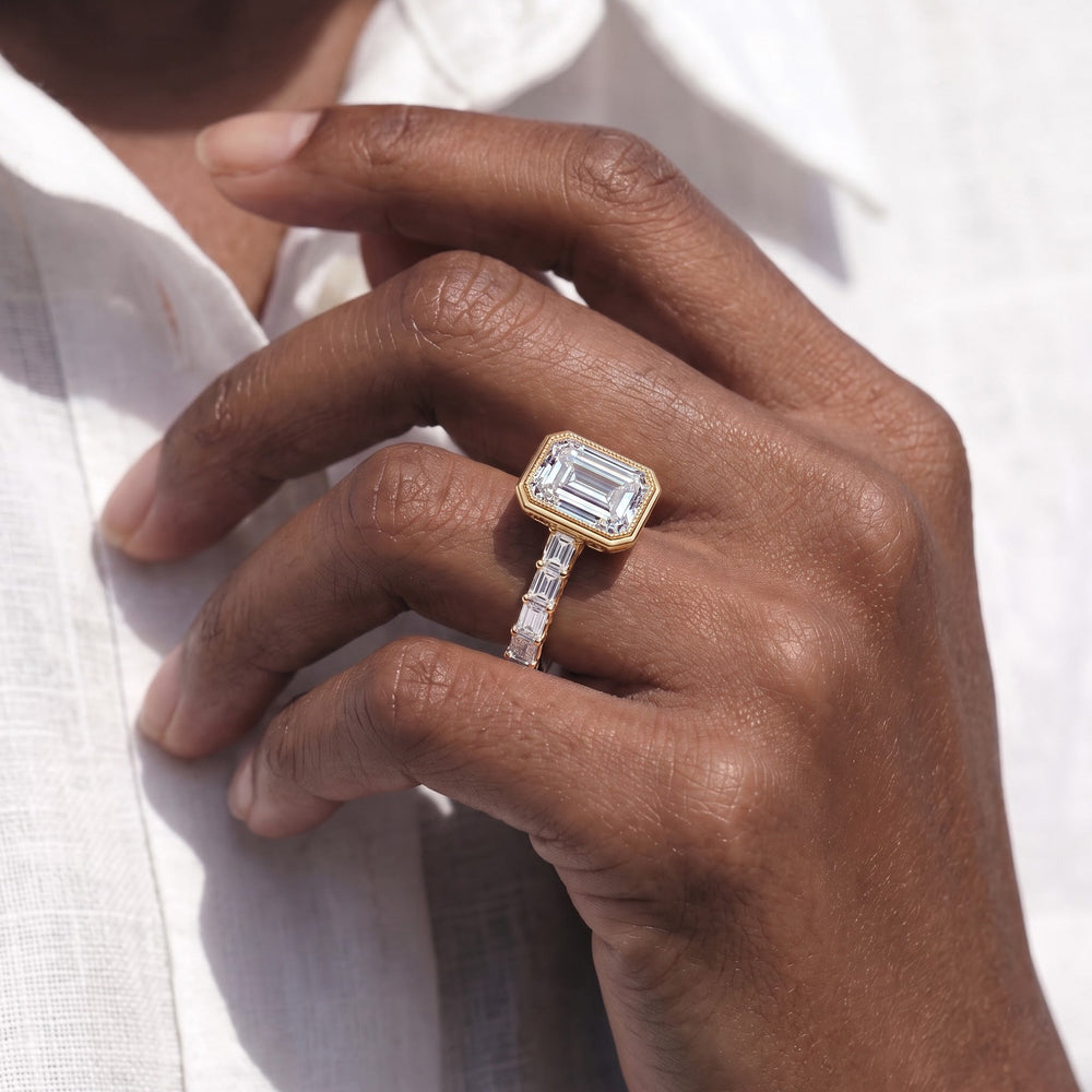 Oval Cut The Ribbon Ring with Lab Grown Diamond in 14KT Yellow Gold view 4

