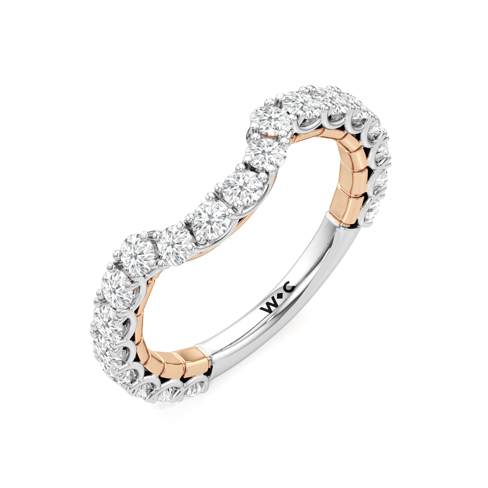 The Mercer Diamond Wedding Band with 18KT White & Rose Gold Cut Diamond in 14KT White & Rose Gold view 5
