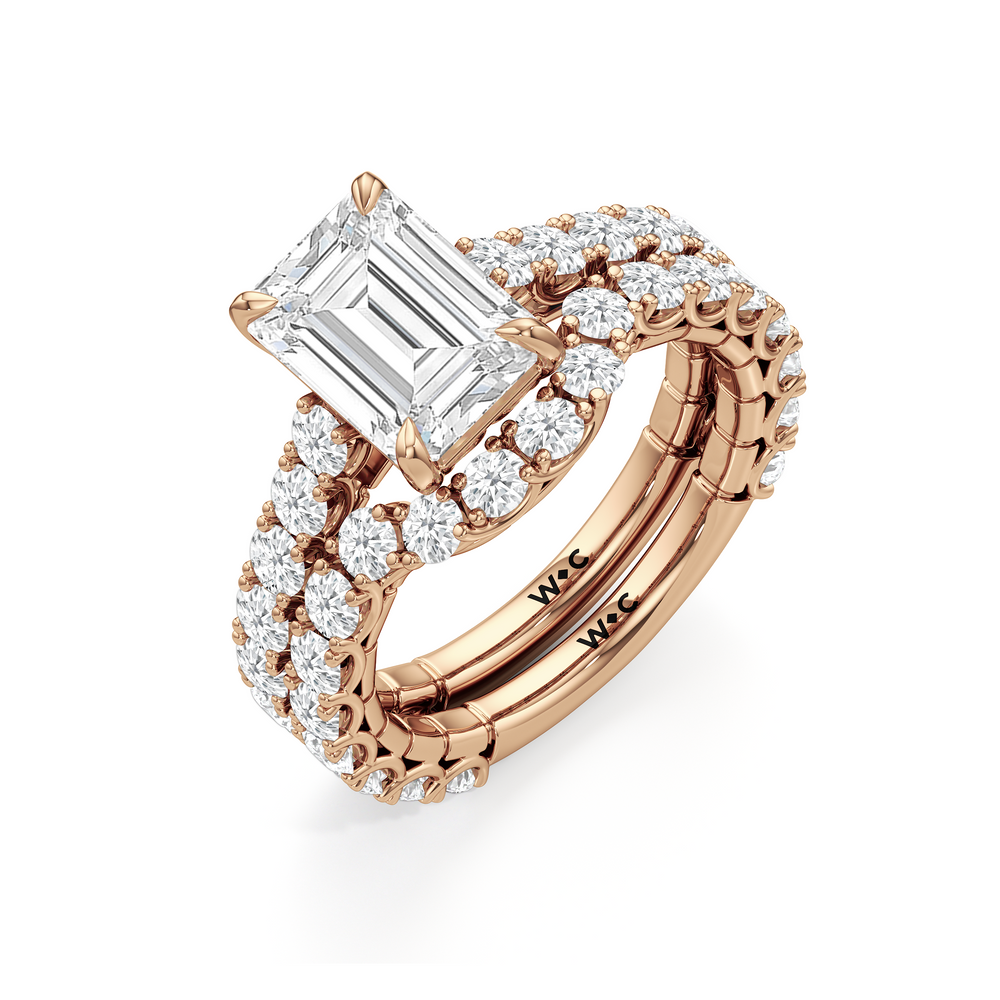 Emerald Cut The Crest Ring with Lab Grown Diamond in 14KT Rose Gold view 7
