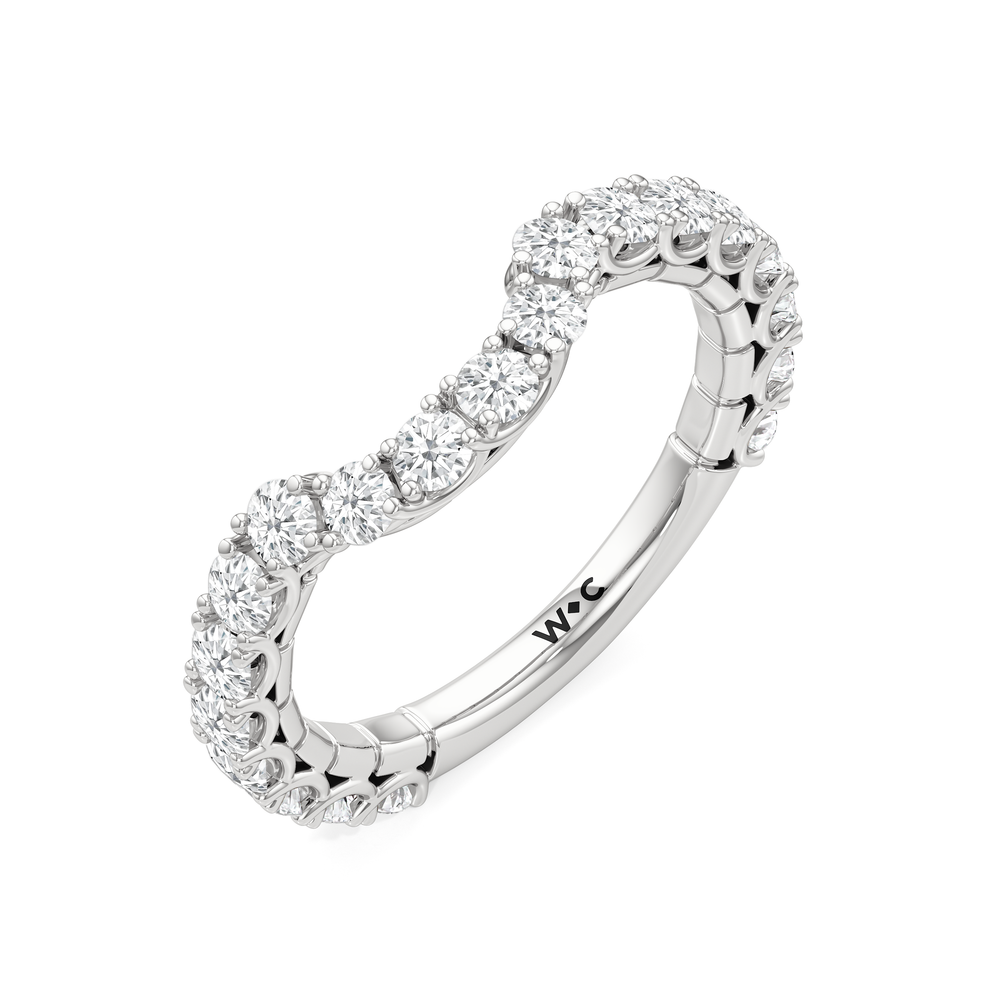 The Mercer Diamond Wedding Band with Platinum Cut Diamond in 14KT Platinum view 5

