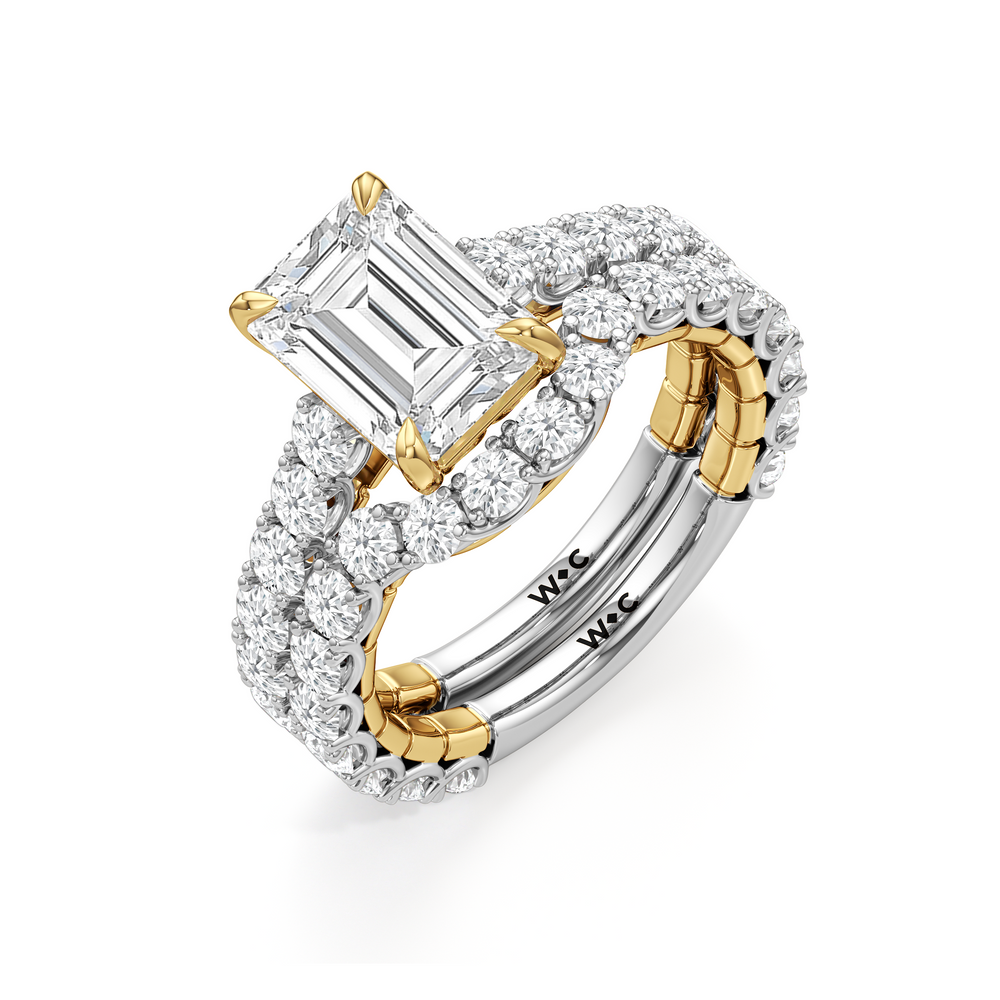 Emerald Cut The Crest Ring with Lab Grown Diamond in 14KT White & Yellow Gold view 7
