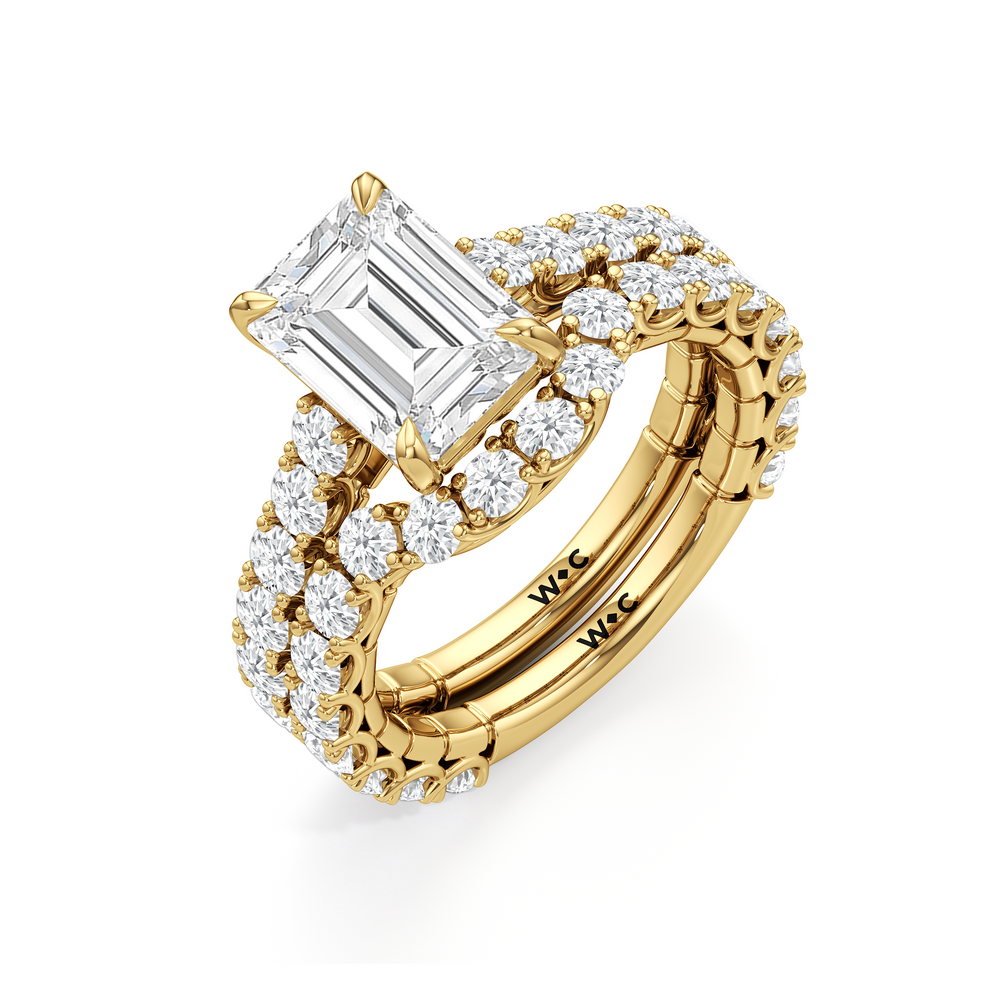 Emerald Cut The Crest Ring with Lab Grown Diamond in 14KT Yellow Gold view 7
