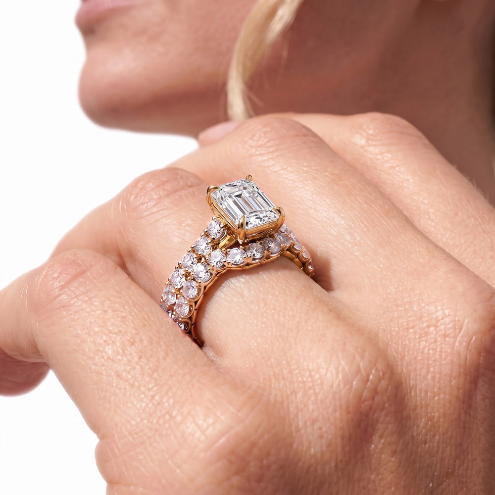The Mercer Diamond Wedding Band with 18KT Yellow Gold Cut Diamond in 14KT Yellow Gold view 3

