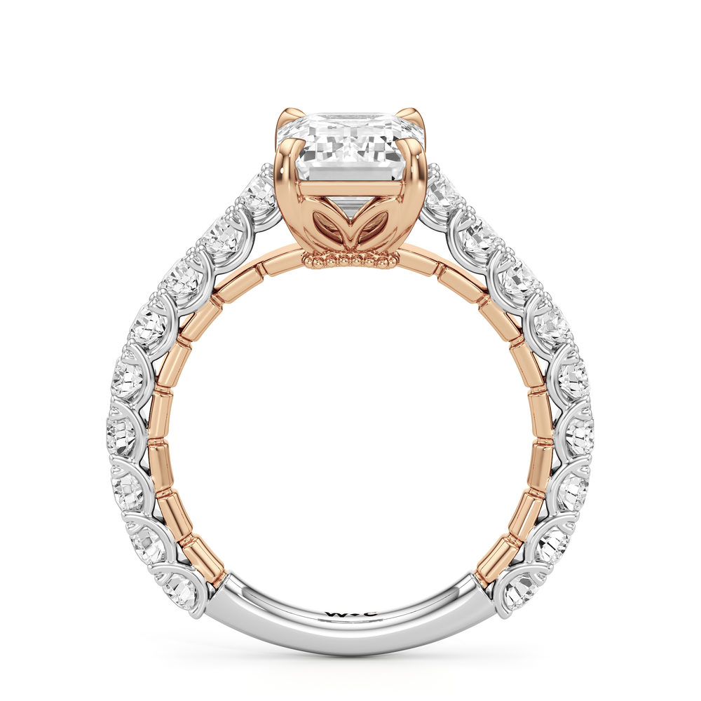 Emerald Cut The Crest Ring with Lab Grown Diamond in 14KT White & Rose Gold view 5
