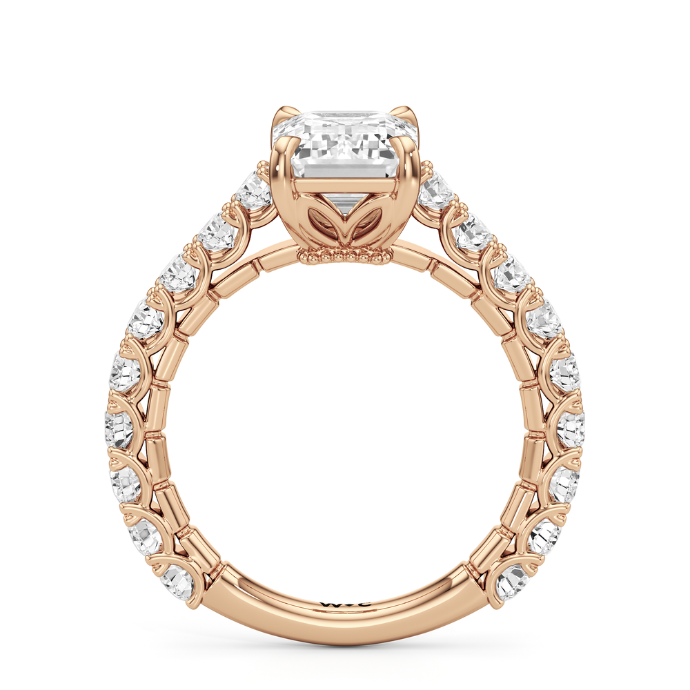 Emerald Cut The Crest Ring with Lab Grown Diamond in 14KT Rose Gold view 5
