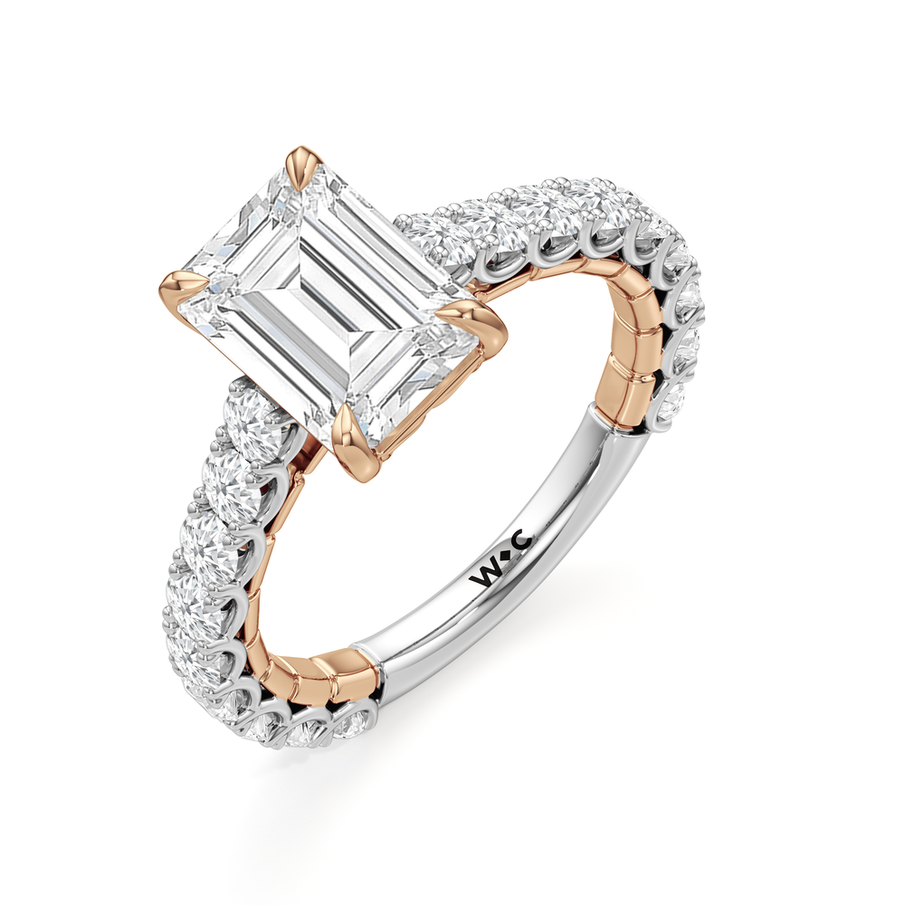 Emerald Cut The Crest Ring with Lab Grown Diamond in 14KT White & Rose Gold view 6

