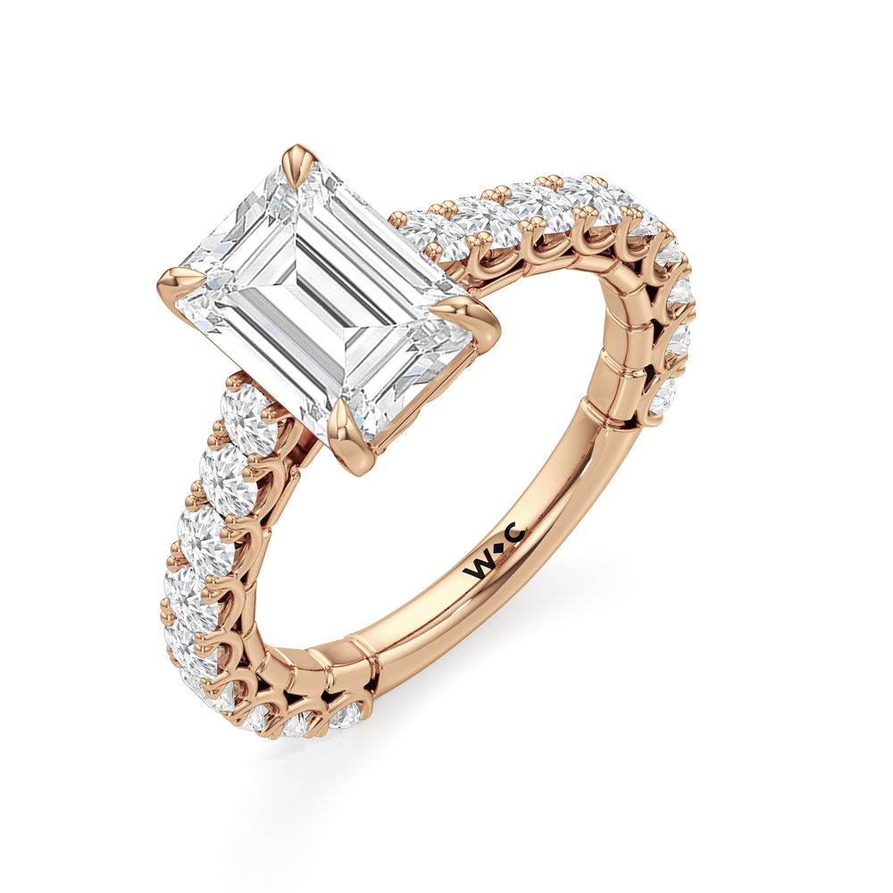 Emerald Cut The Crest Ring with Lab Grown Diamond in 14KT Rose Gold view 6
