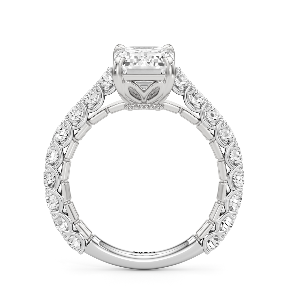 Emerald Cut The Crest Ring with Lab Grown Diamond in 14KT Platinum view 5
