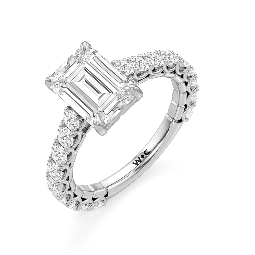 Emerald Cut The Crest Ring with Lab Grown Diamond in 14KT Platinum view 6
