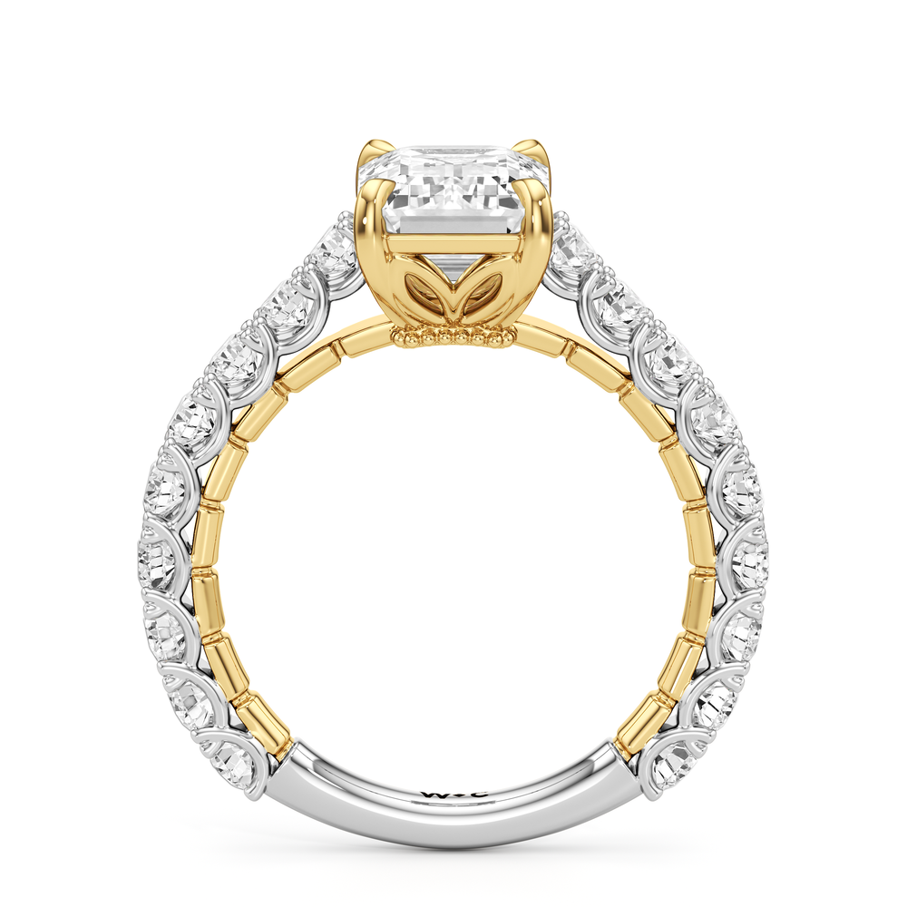 Emerald Cut The Crest Ring with Lab Grown Diamond in 14KT White & Yellow Gold view 5
