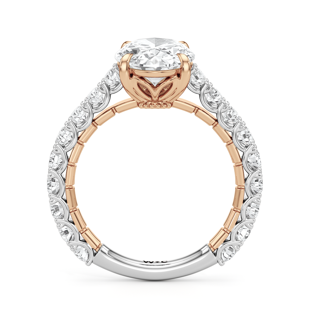 Oval Cut The Crest Ring with Lab Grown Diamond in 14KT White & Rose Gold view 5
