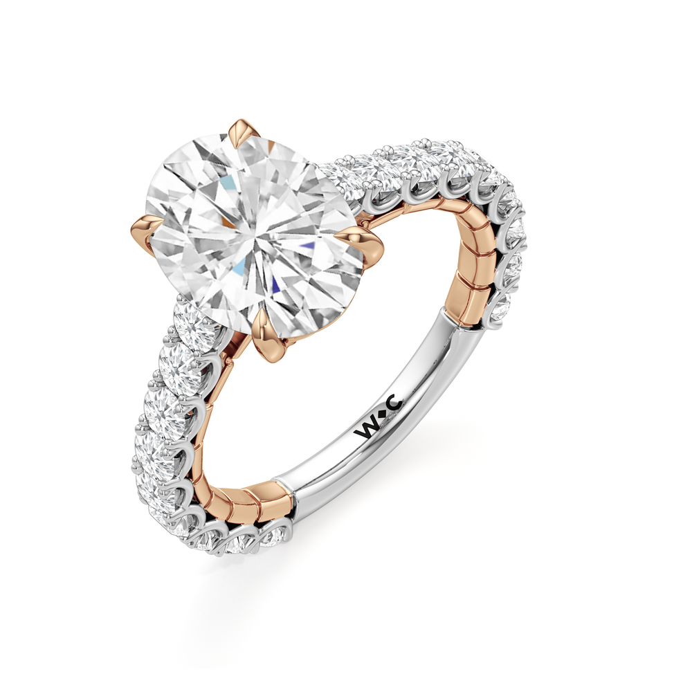 Oval Cut The Crest Ring with Lab Grown Diamond in 14KT White & Rose Gold view 6

