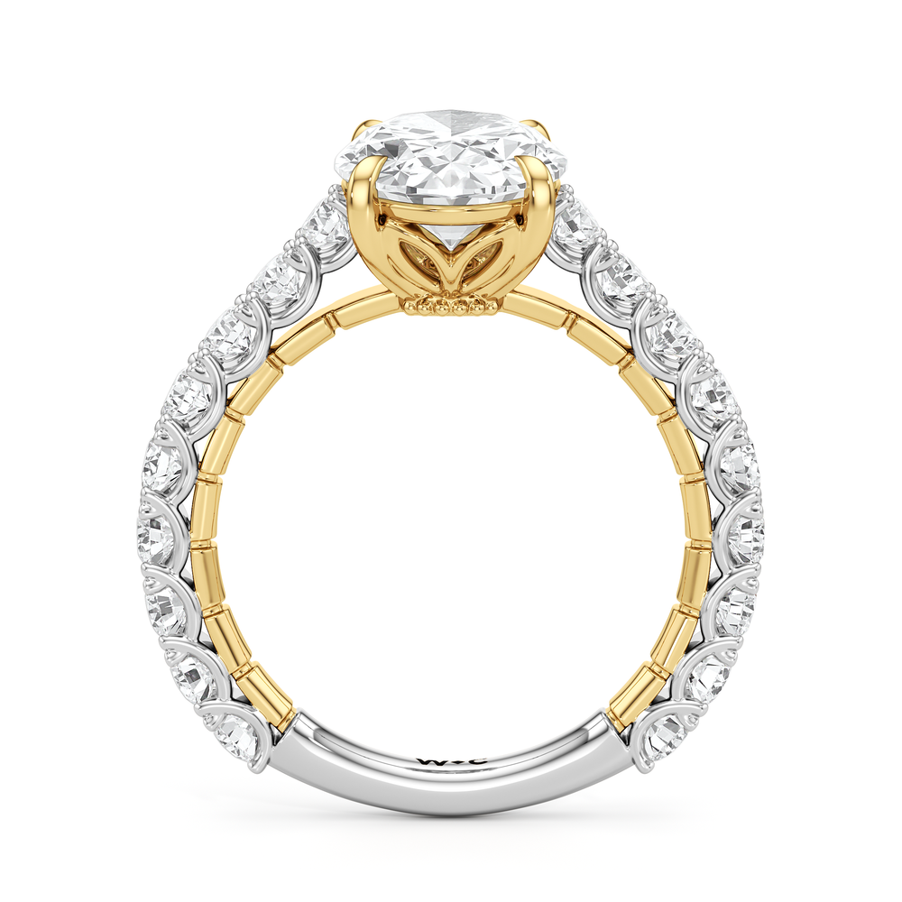 Oval Cut The Crest Ring with Lab Grown Diamond in 14KT White & Yellow Gold view 5

