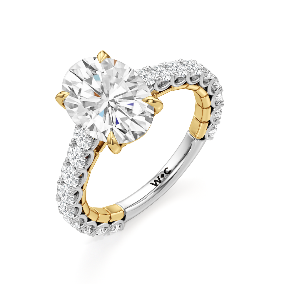 Oval Cut The Crest Ring with Lab Grown Diamond in 14KT White & Yellow Gold view 6
