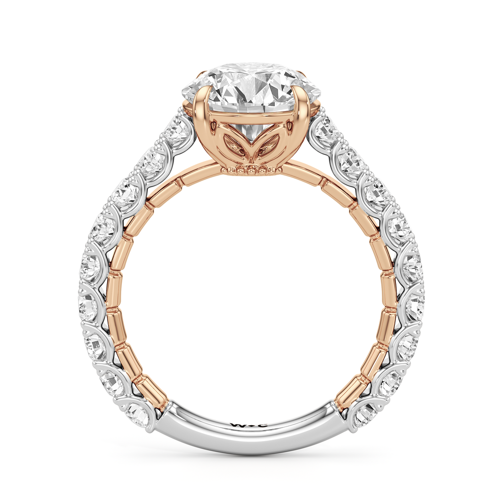 Round Cut The Crest Ring with Lab Grown Diamond in 14KT White & Rose Gold view 5
