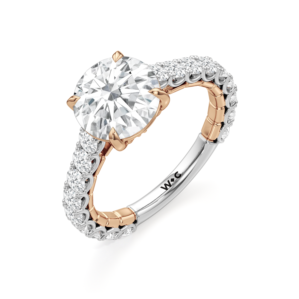 Round Cut The Crest Ring with Lab Grown Diamond in 14KT White & Rose Gold view 6
