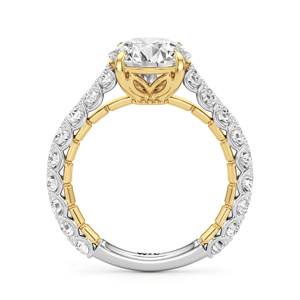 Round Cut The Crest Ring with Lab Grown Diamond in 14KT White & Yellow Gold view 5
